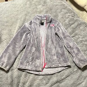 Kids Northface Jacket Size Medium Gray and Pink